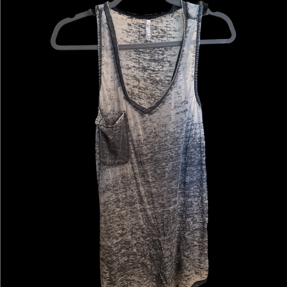 Gray Sleeveless V-Neck Top